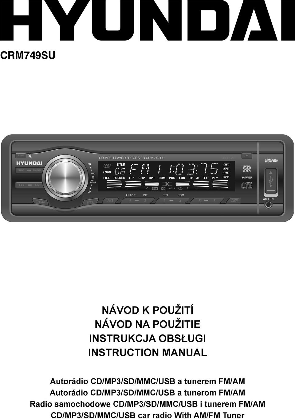 Autorádio CD/MP3/SD/MMC/USB a tunerom FM/AM Radio samochodowe