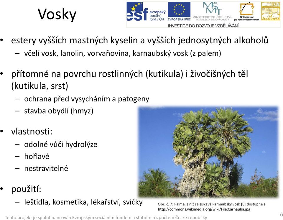 patogeny stavba obydlí (hmyz) vlastnosti: odolné vůči hydrolýze hořlavé nestravitelné použití: leštidla, kosmetika,