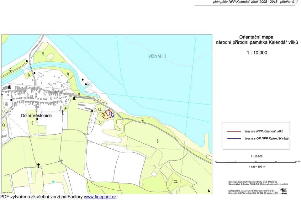 NPP Kalendář věků 1 : 10 000 200 0 200 400 600 Meters 1 cm = 100 m Datový podklad: 2000 Zeměměřický úřad, ZABAGED Datový sklad: