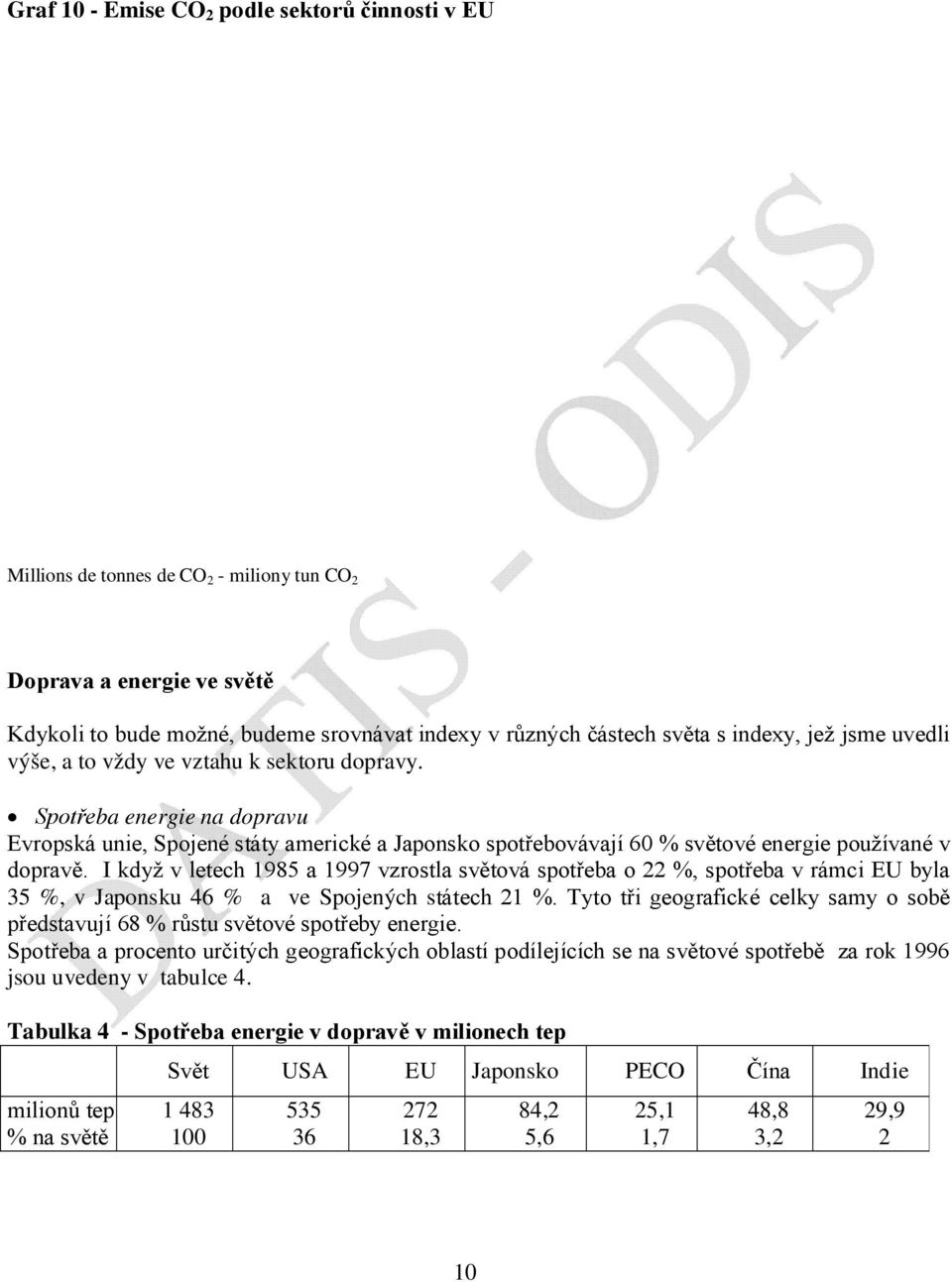 Spotřeba energie na dopravu Evropská unie, Spojené státy americké a Japonsko spotřebovávají 60 % světové energie používané v dopravě.