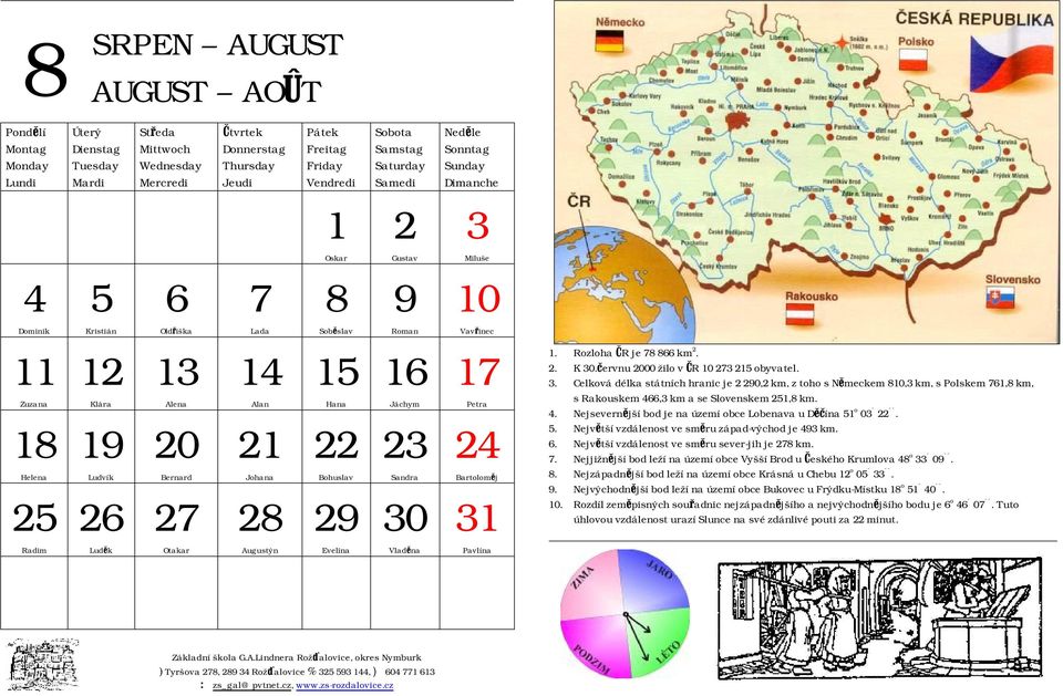 Bernard 27 14 Alan 21 Johana 28 15 Hana 22 Bohuslav 29 16 Jáchym 23 Sandra 30