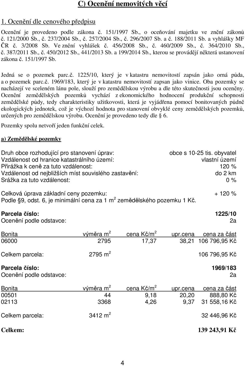 , kterou se provádějí některá ustanovení zákona č. 151/1997 Sb. Jedná se o pozemek parc.č. 1225/10, který je v katastru nemovitostí zapsán jako orná půda, a o pozemek parc.č. 1969/183, který je v katastru nemovitostí zapsan jako vinice.