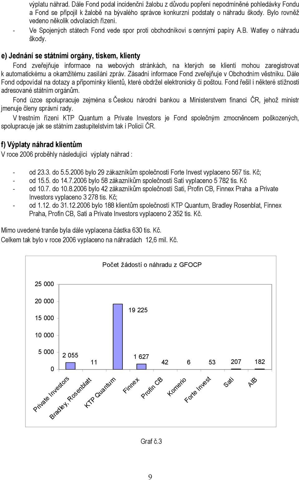 e) Jednání se státními orgány, tiskem, klienty Fond zveřejňuje informace na webových stránkách, na kterých se klienti mohou zaregistrovat k automatickému a okamžitému zasílání zpráv.