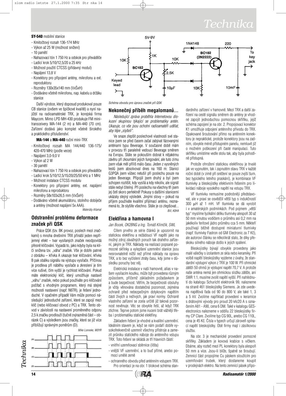 5/10/12,5/20 a 25 khz - MoÏnost pouïití CTCSS (pfiídavn modul) - Napájení 13,8 V - Konektory pro pfiipojení antény, mikrofonu a ext.