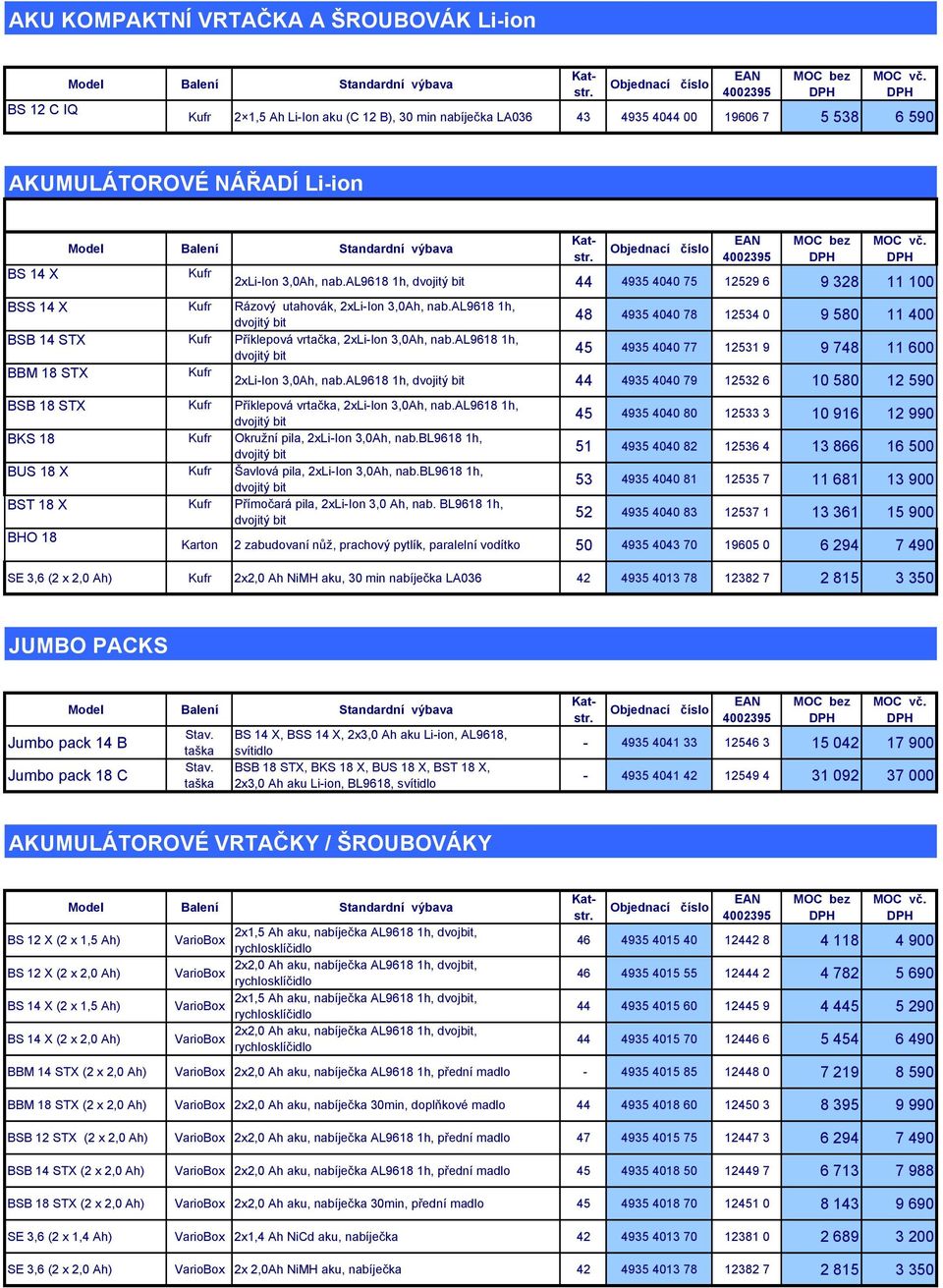 al9618 1h, 45 4935 4040 77 12531 9 9 748 11 600 BBM 18 STX 2xLi-Ion 3,0Ah, nab.al9618 1h, 44 4935 4040 79 12532 6 10 580 12 590 BSB 18 STX Příklepová vrtačka, 2xLi-Ion 3,0Ah, nab.