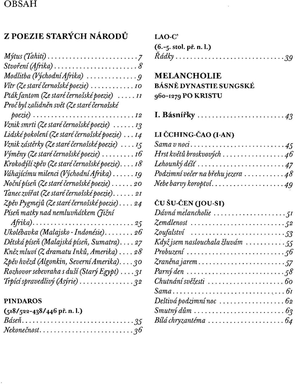 .. 15 Výměny (Ze staré černošské poezie) 16 Krokodýlí zpěv (Ze staré černošské poezie).
