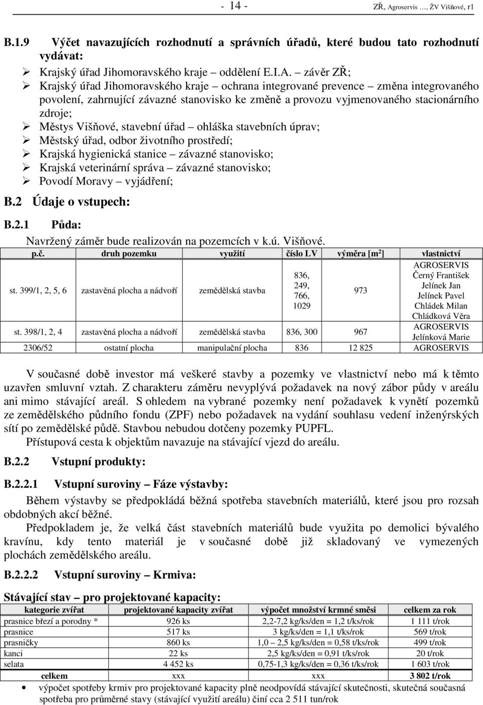 závěr ZŘ; Krajský úřad Jihomoravského kraje ochrana integrované prevence změna integrovaného povolení, zahrnující závazné stanovisko ke změně a provozu vyjmenovaného stacionárního zdroje; Městys