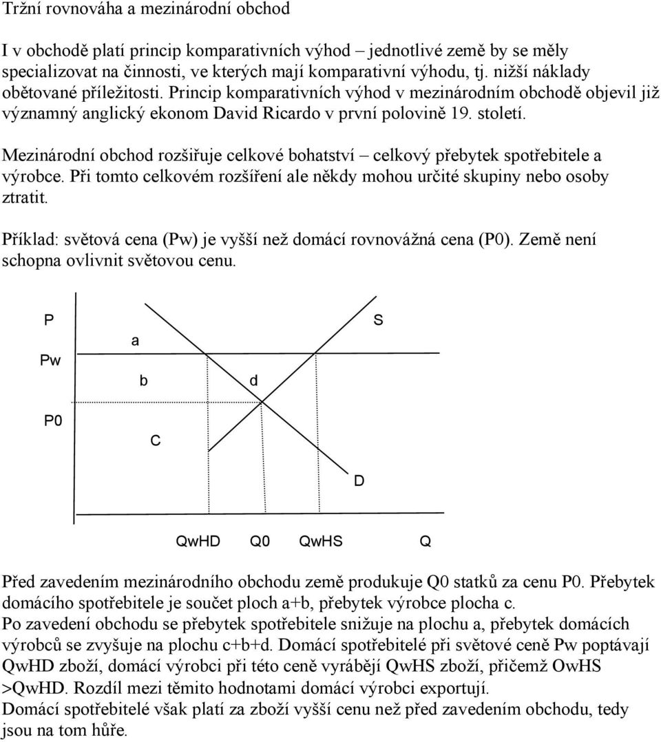 Mezinárodní obchod rozšiřuje celkové bohtství celkový přebytek spotřebitele výrobce. ři tomto celkovém rozšíření le někdy mohou určité skupiny nebo osoby ztrtit.