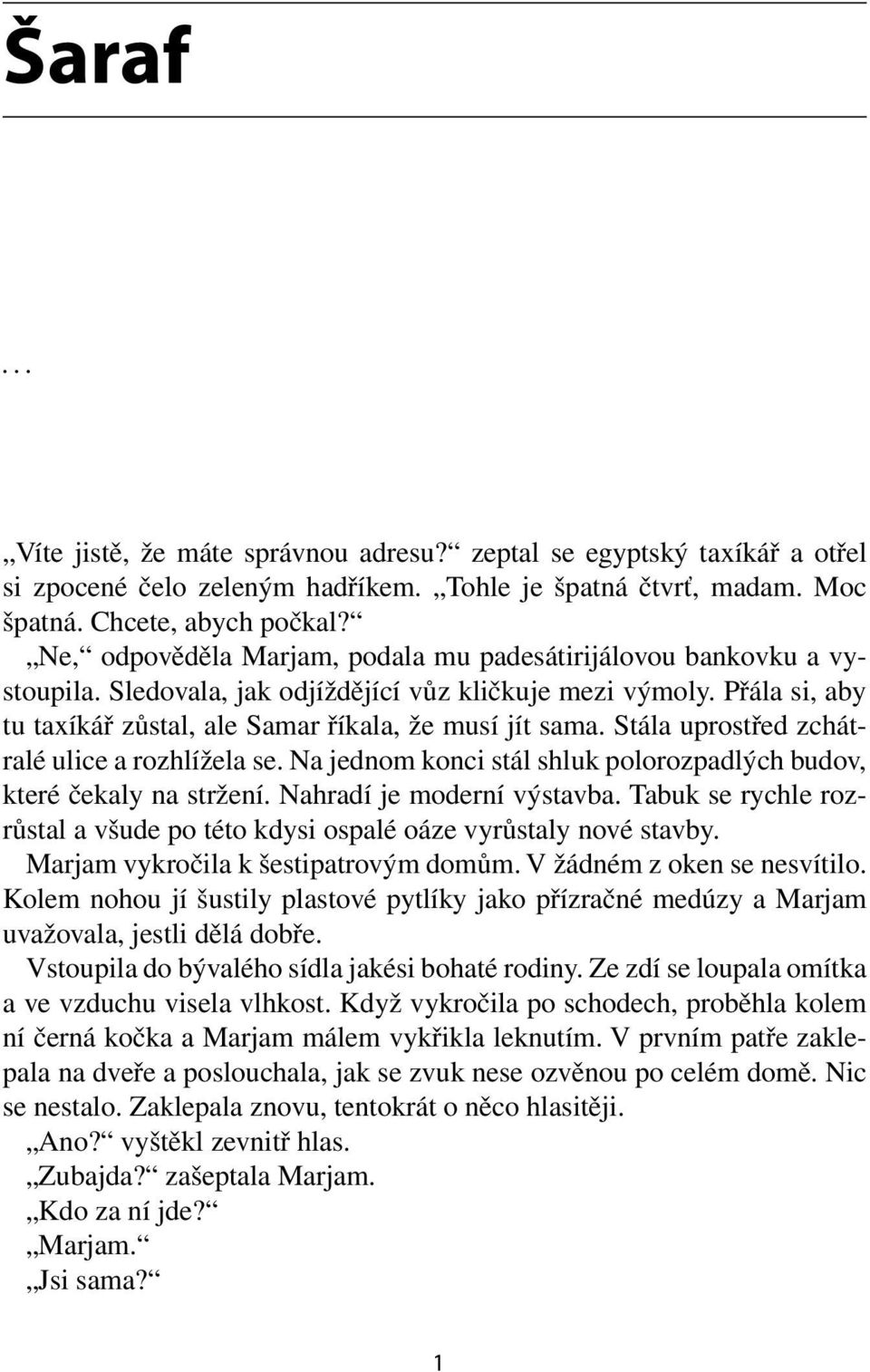 Stála uprostřed zchátralé ulice a rozhlížela se. Na jednom konci stál shluk polorozpadlých budov, které čekaly na stržení. Nahradí je moderní výstavba.