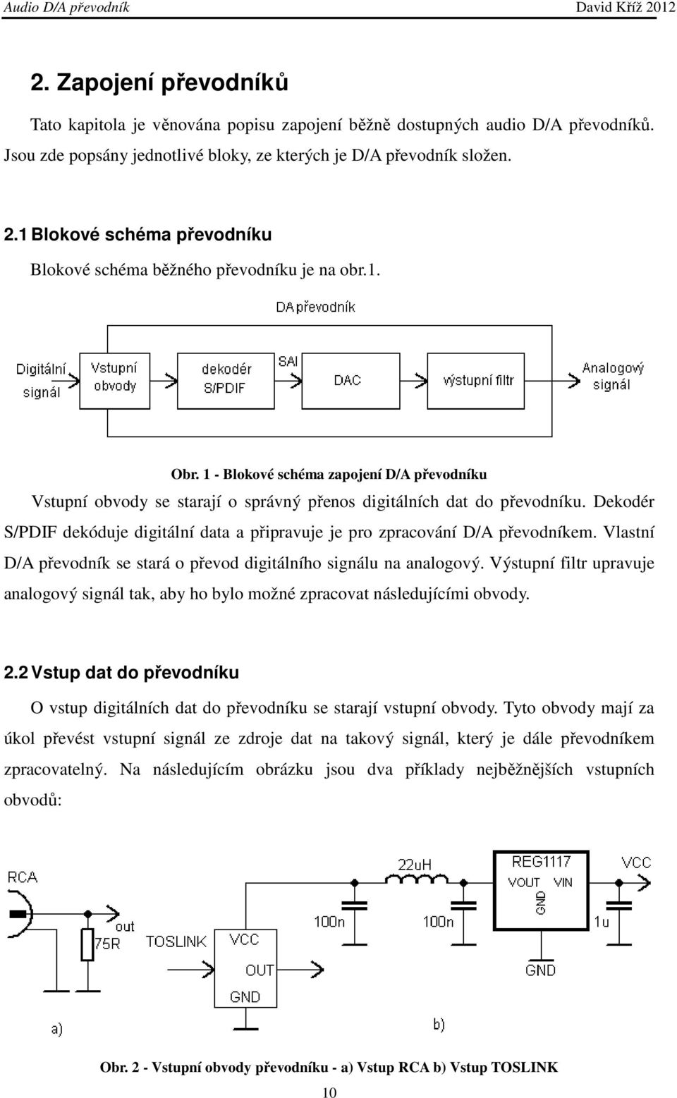 Dekodér S/PDIF dekóduje digitální data a připravuje je pro zpracování D/A převodníkem. Vlastní D/A převodník se stará o převod digitálního signálu na analogový.