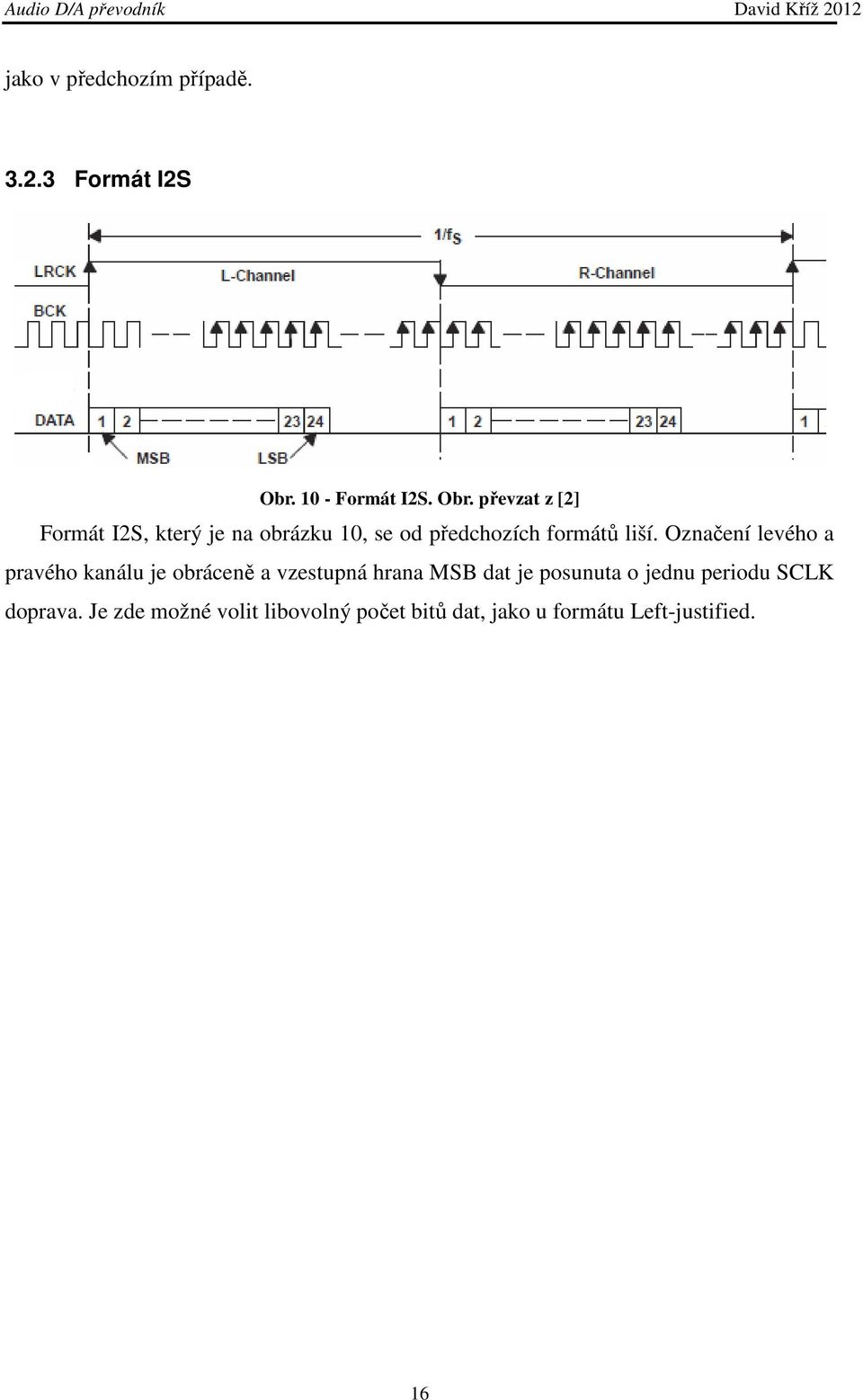 převzat z [2] Formát I2S, který je na obrázku 10, se od předchozích formátů liší.