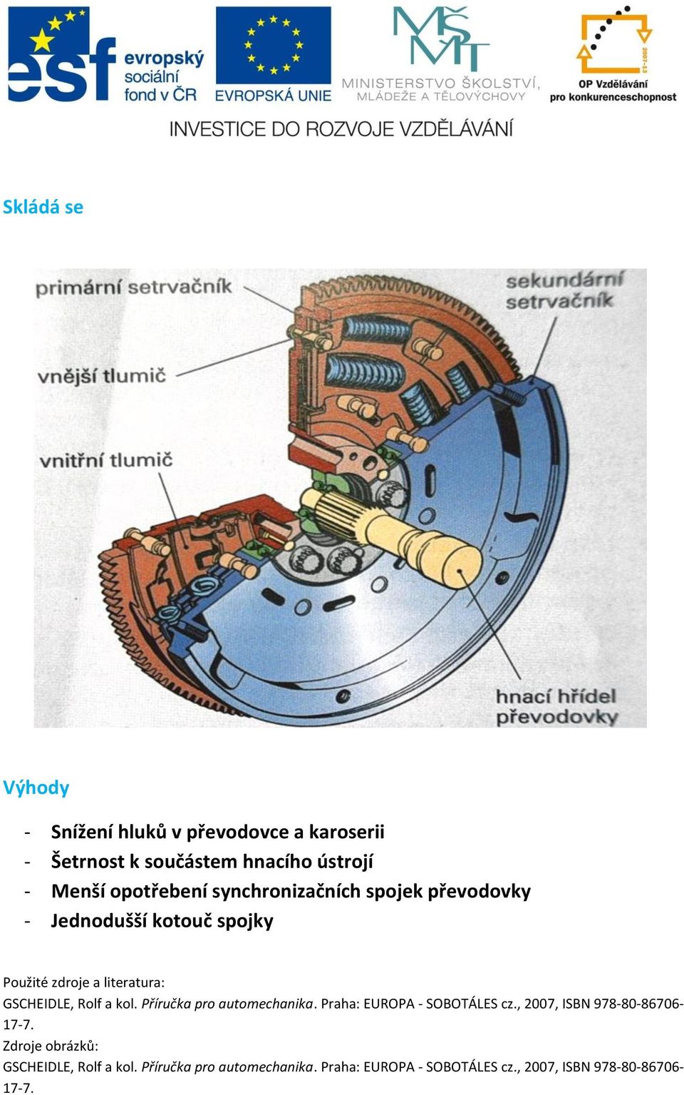 GSCHEIDLE, Rolf a kol. Příručka pro automechanika. Praha: EUROPA - SOBOTÁLES cz., 2007, ISBN 978-80-86706-17-7.