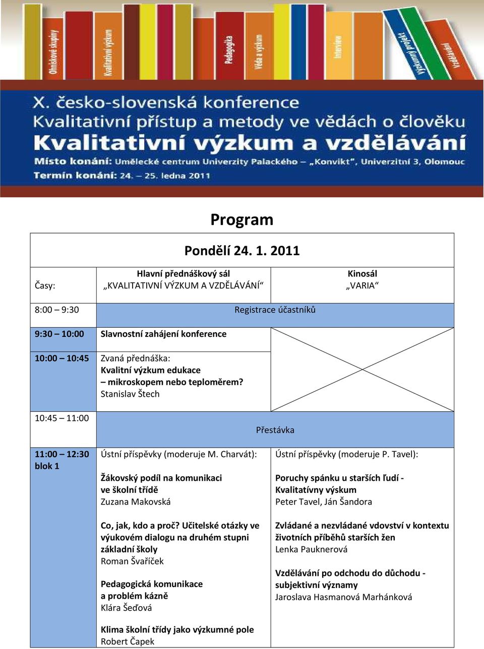 edukace mikroskopem nebo teploměrem? Stanislav Štech 10:45 11:00 Přestávka 11:00 12:30 blok 1 (moderuje M. Charvát): Žákovský podíl na komunikaci ve školní třídě Zuzana Makovská Co, jak, kdo a proč?