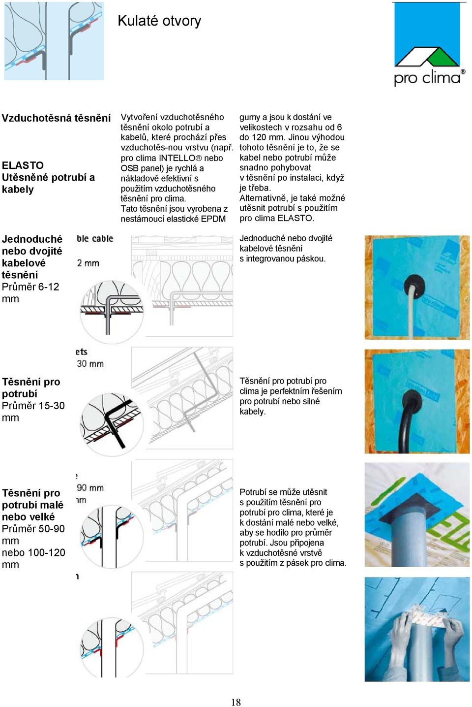Tato těsnění jsou vyrobena z nestárnoucí elastické EPDM gumy a jsou k dostání ve velikostech v rozsahu od 6 do 120 mm.