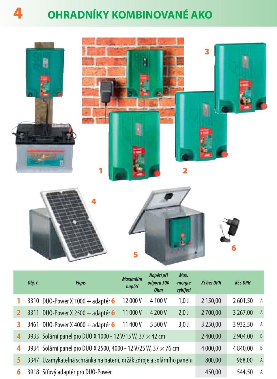 J 00,00,00 A DUO-Power X 000 + adaptér 00 V 00 V,0 J 0,00 9,0 A 9 Solární panel pro DUO X 000 - V/ W, cm 00,00 90,00 B 9 Solární