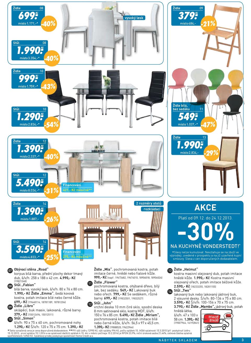 8,-* -6% -5% 75,- Kč měsíčně** rozměry stolů rozkládací AKCe Platí od 09.1. do 4.1.01. -0% na kuchyně Vonderstedt! * * Slevy nelze kumulovat.