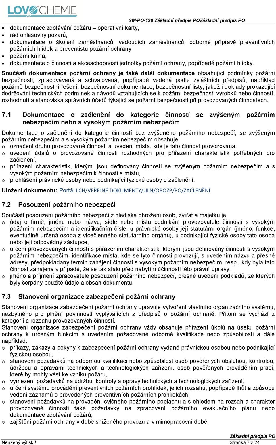 SM (Směrnice) SM-PO-129 Základní předpis PO - PDF Free Download