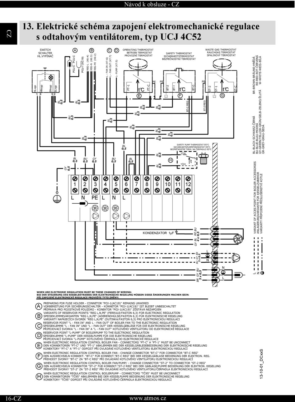 OPERATING THERMOSTAT BETRIEB TERMOSTAT PROVOZNÍ TERMOSTAT L PT 1 t C E PT C PE SAFETY PUMP THERMOSTAT 95 C SICHERHEITSPUMPETERMOSTAT 95 C BEZPEČNOSTNÍ TERM.