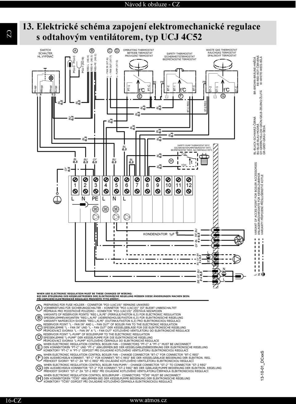 OPERATING THERMOSTAT BETRIEB TERMOSTAT PROVOZNÍ TERMOSTAT L PT 1 t C E PT C PE SAFETY PUMP THERMOSTAT 95 C SICHERHEITSPUMPETERMOSTAT 95 C BEZPEČNOSTNÍ TERM.