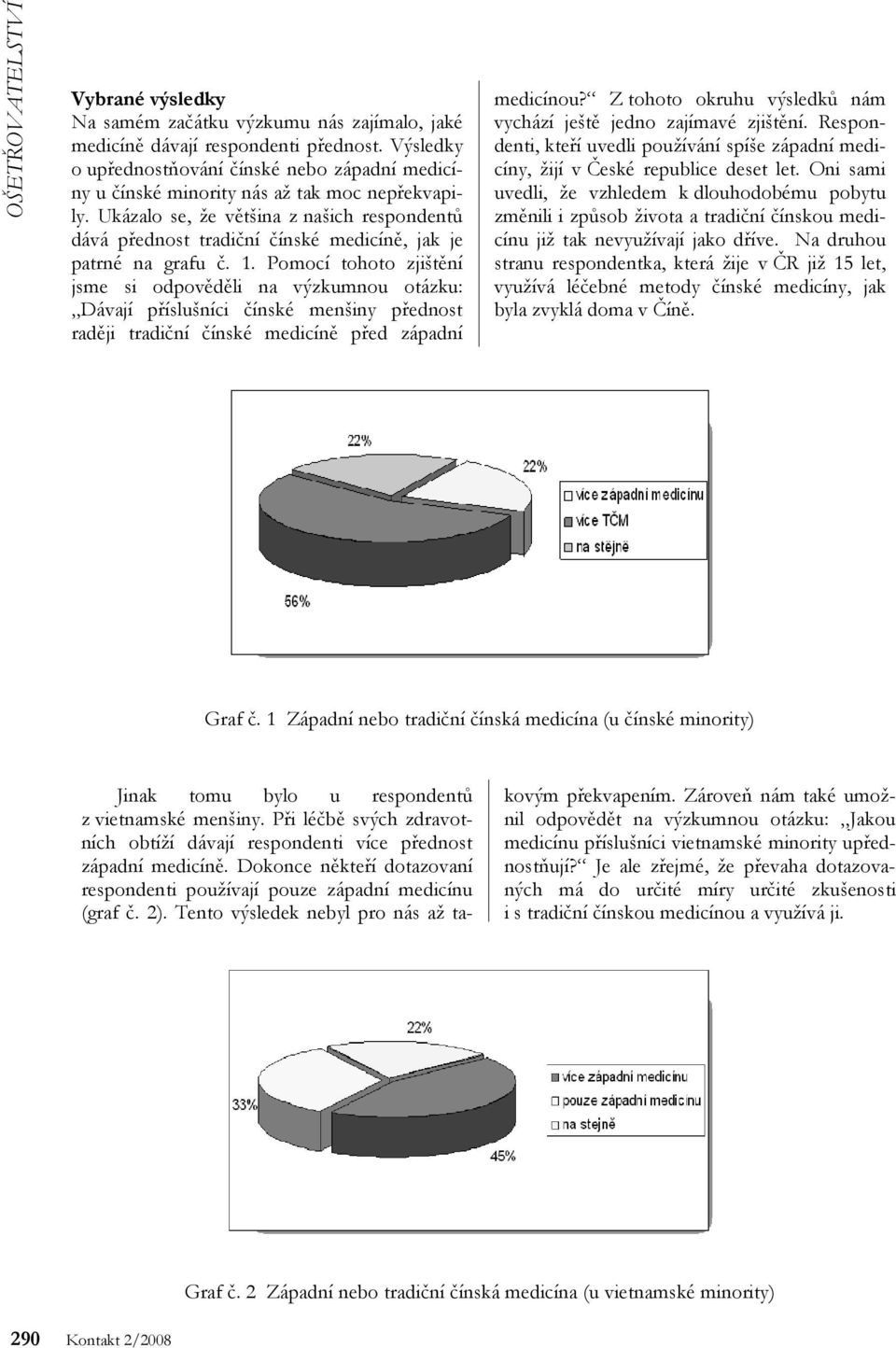 Ukázalo se, že většina z našich respondentů dává přednost tradiční čínské medicíně, jak je patrné na grafu č. 1.