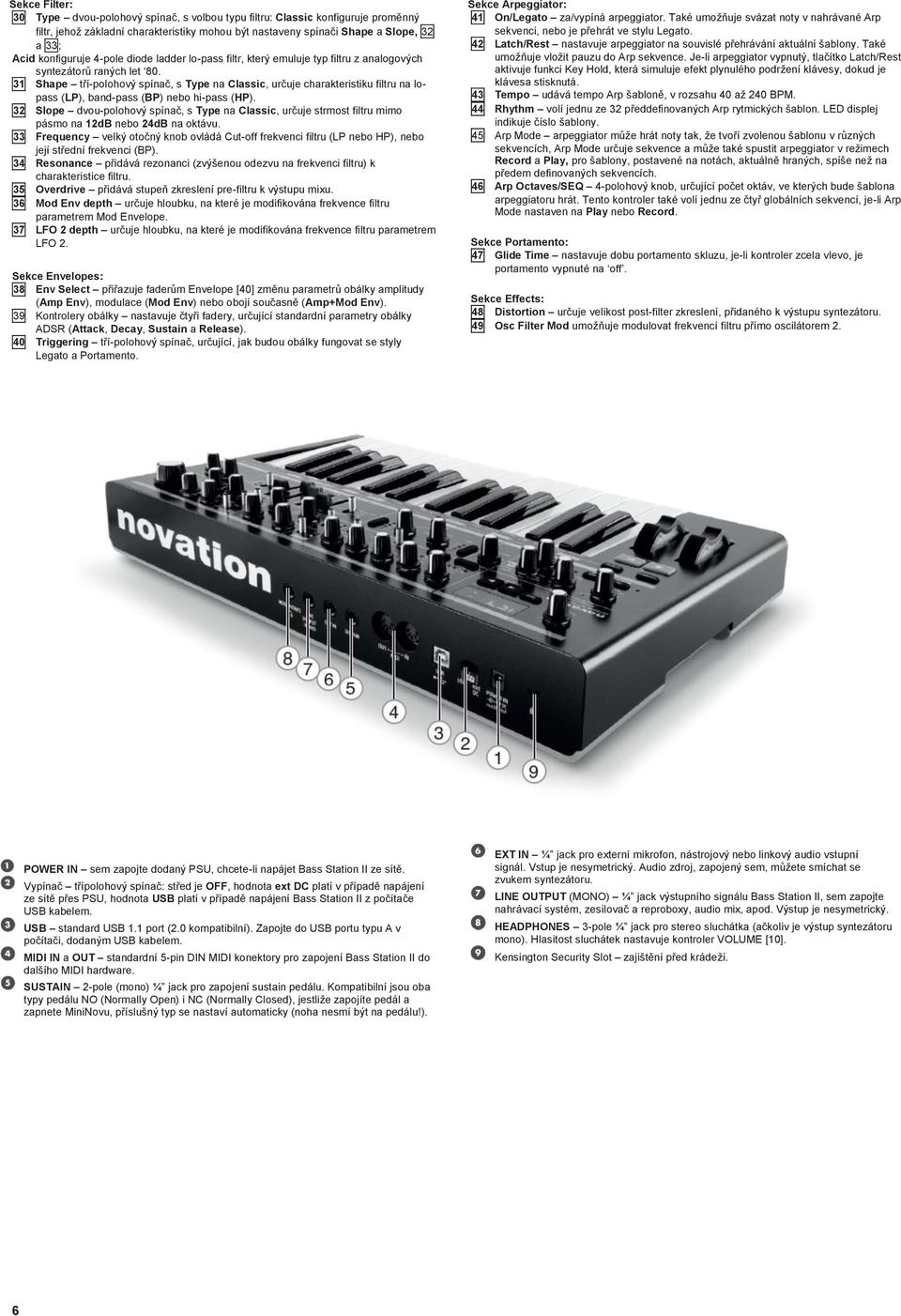 31 Shape tří-polohový spínač, s Type na Classic, určuje charakteristiku filtru na lopass (LP), band-pass (BP) nebo hi-pass (HP).