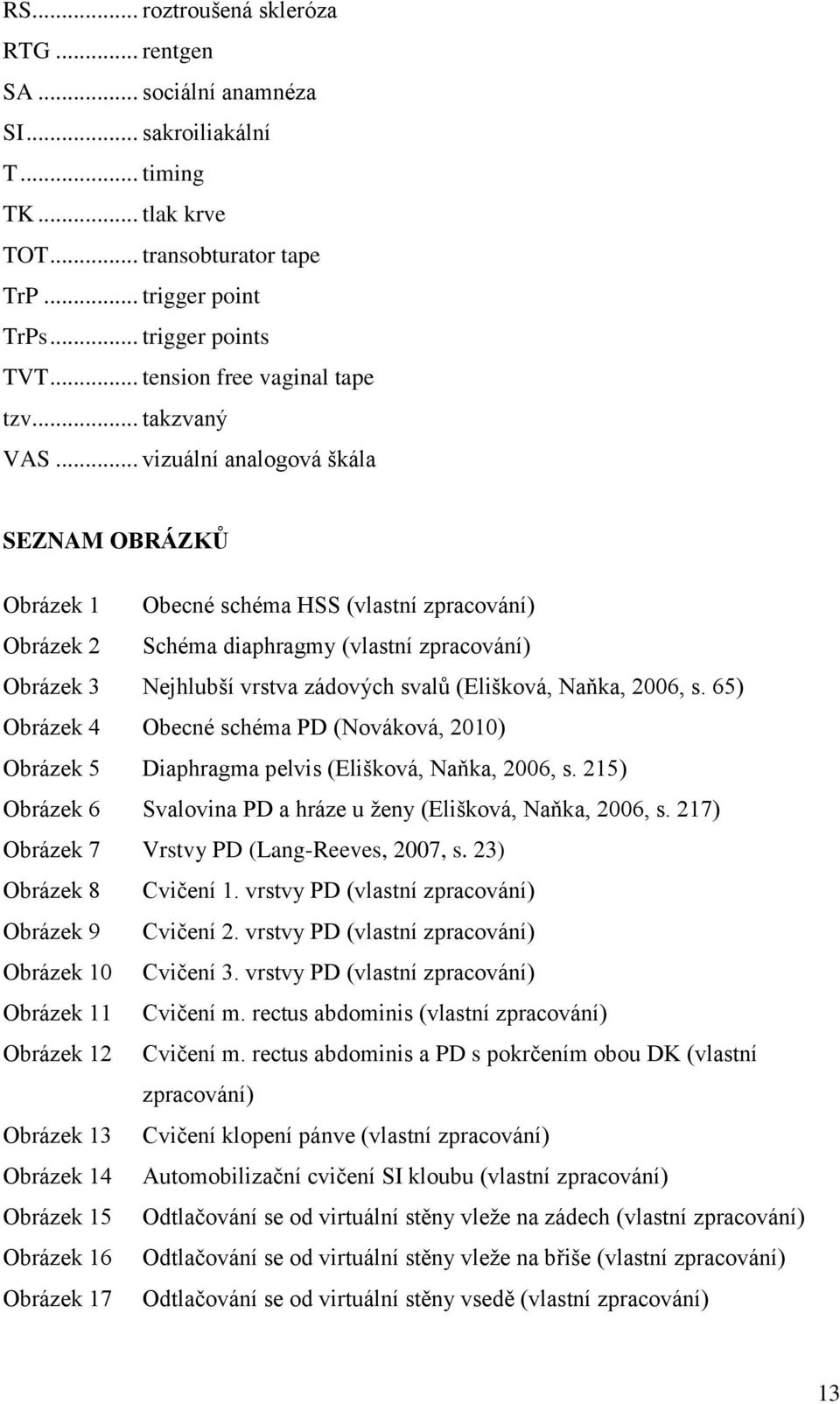 .. vizuální analogová škála SEZNAM OBRÁZKŮ Obrázek 1 Obecné schéma HSS (vlastní zpracování) Obrázek 2 Schéma diaphragmy (vlastní zpracování) Obrázek 3 Nejhlubší vrstva zádových svalů (Elišková,