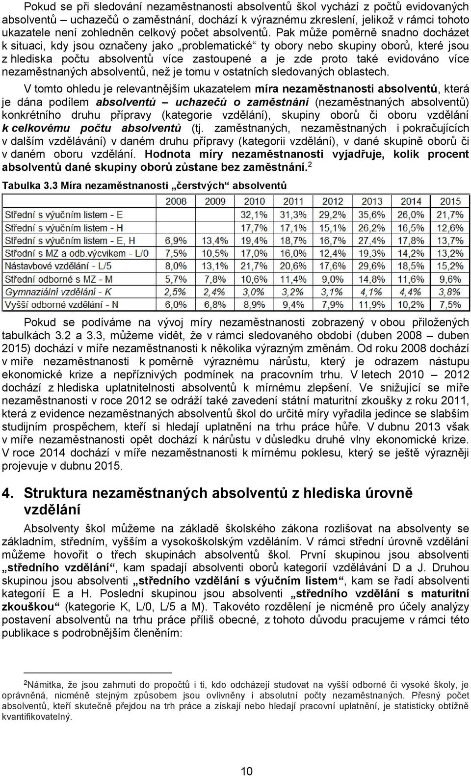 Pak může poměrně snadno docházet k situaci, kdy jsou označeny jako problematické ty obory nebo skupiny oborů, které jsou z hlediska počtu absolventů více zastoupené a je zde proto také evidováno více