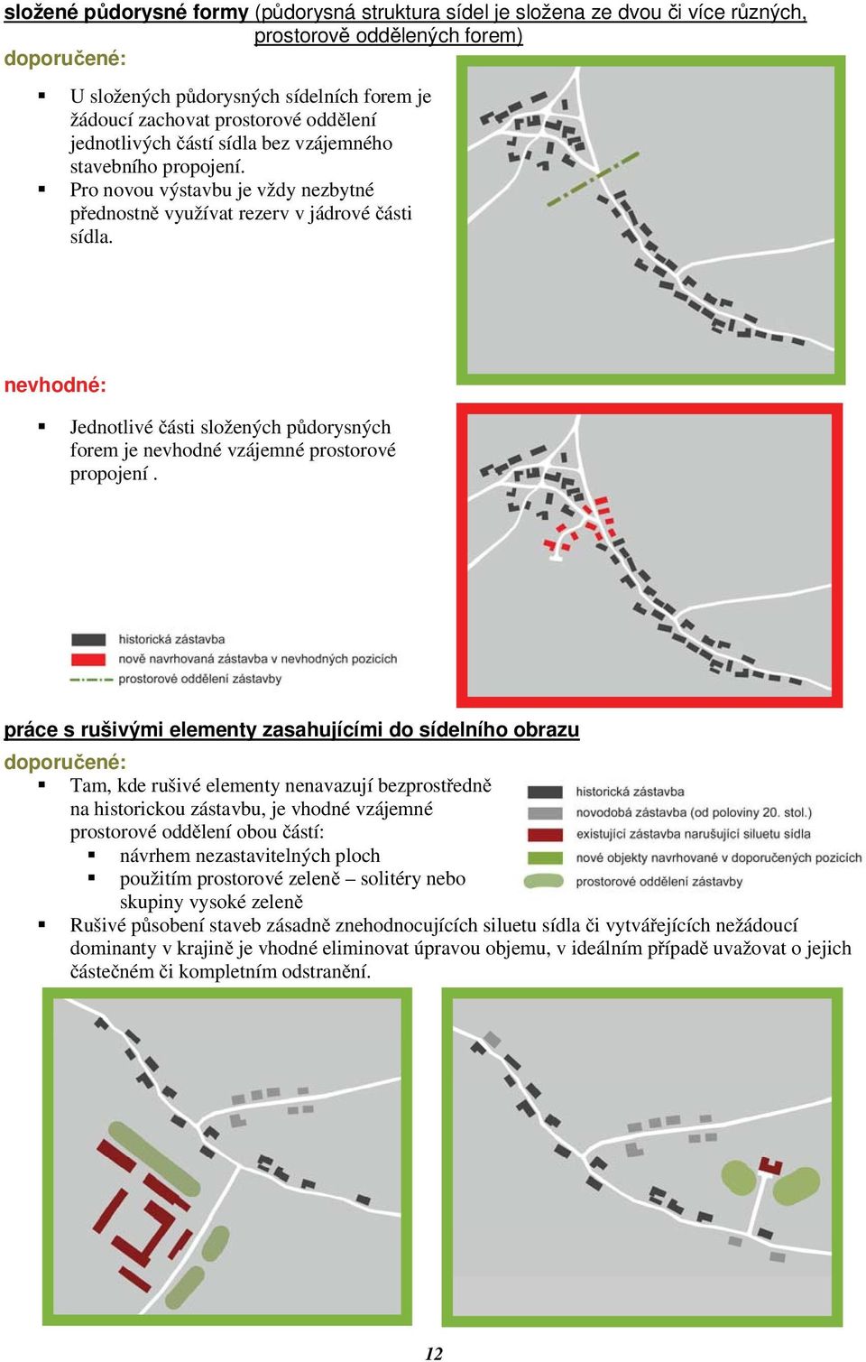 Jednotlivé ásti složených pdorysných forem je nevhodné vzájemné prostorové propojení.