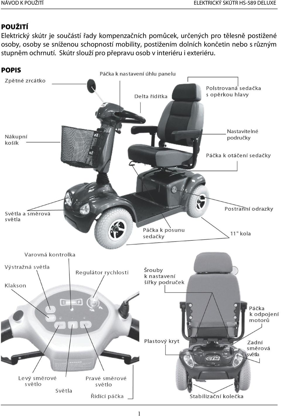 mobility, postižením dolních končetin nebo s různým stupněm