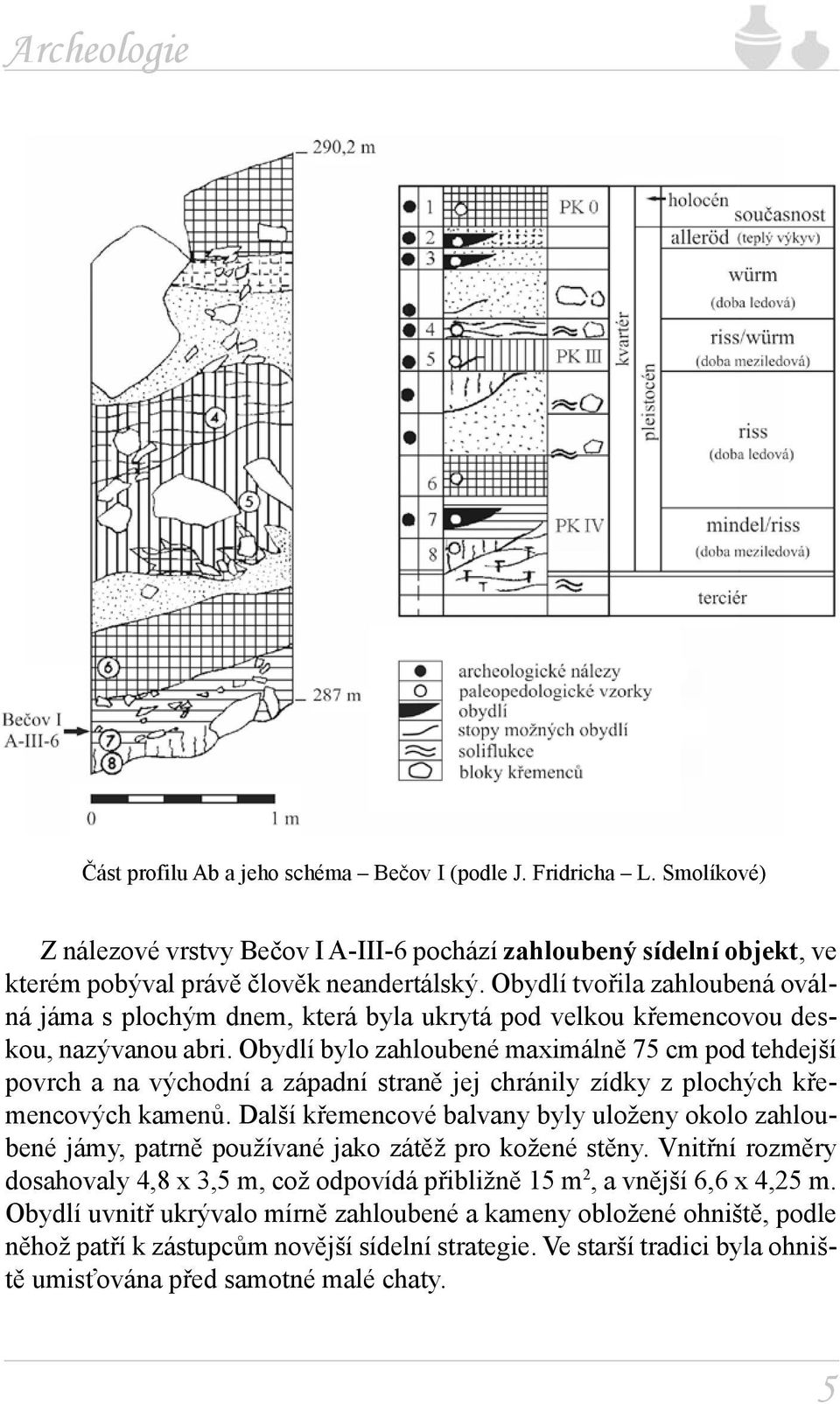 Obydlí bylo zahloubené maximálně 75 cm pod tehdejší povrch a na východní a západní straně jej chránily zídky z plochých křemencových kamenů.