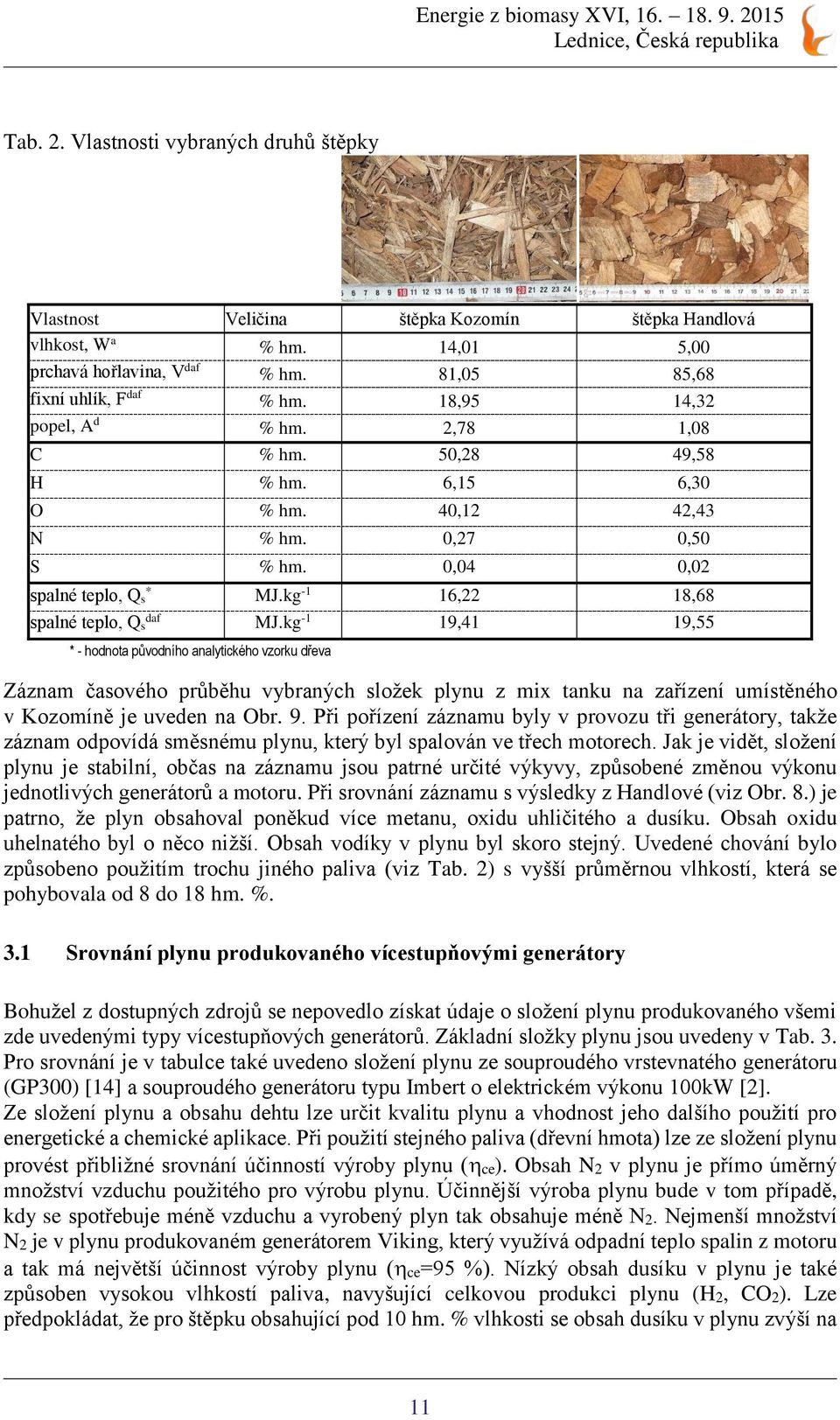 kg -1 19,41 19,55 * - hodnota původního analytického vzorku dřeva Záznam časového průběhu vybraných složek plynu z mix tanku na zařízení umístěného v Kozomíně je uveden na Obr. 9.