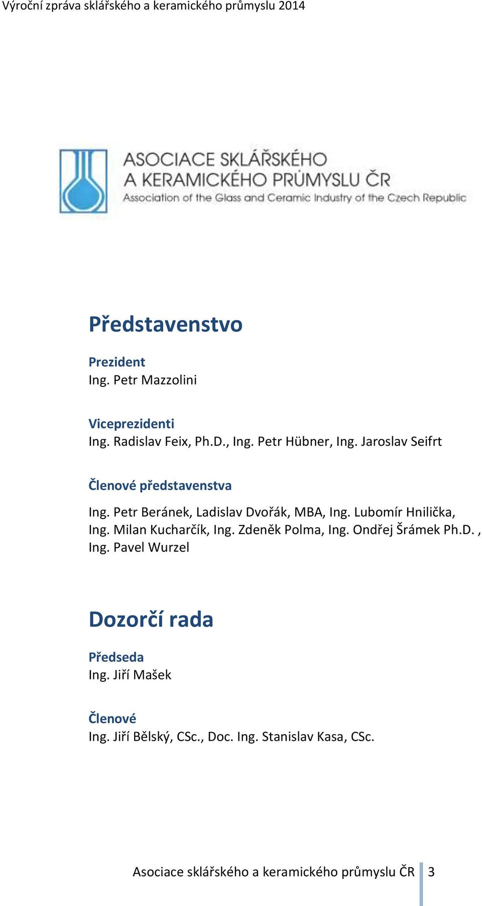 Milan Kucharčík, Ing. Zdeněk Polma, Ing. Ondřej Šrámek Ph.D., Ing. Pavel Wurzel Dozorčí rada Předseda Ing.