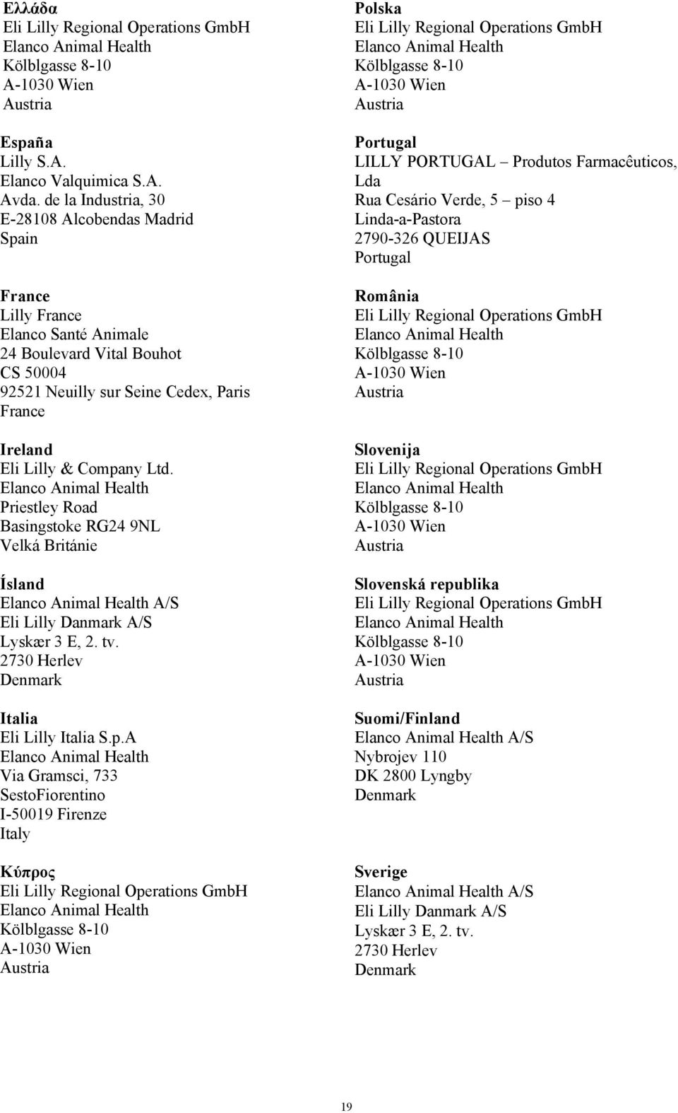 Company Ltd. Priestley Road Basingstoke RG24 9NL Velká Británie Ísland A/S Eli Lilly Danmark A/S Lyskær 3 E, 2. tv. 2730 Herlev Denmark Italia Eli Lilly Italia S.p.A Via Gramsci, 733