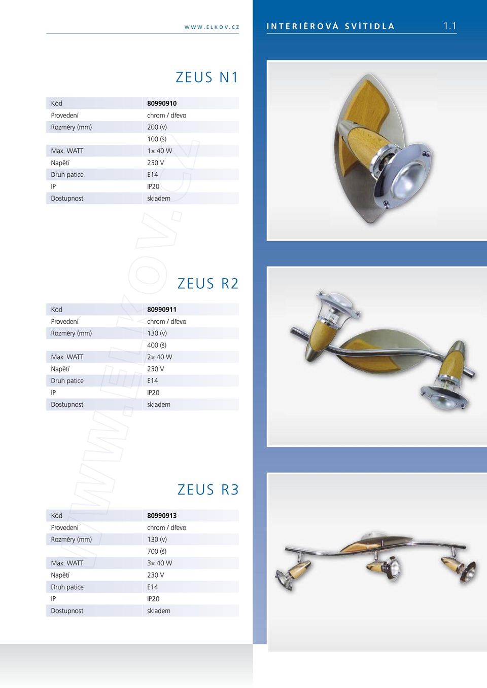 W E14 20 ZEUS R2 Kód 80990911 chrom / dřevo 130 (v) 400