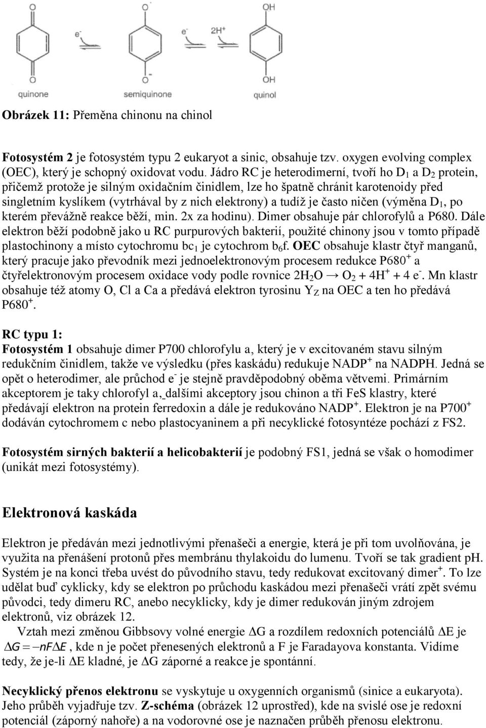 je často ničen (výměna D 1, po kterém převážně reakce běží, min. 2x za hodinu). Dimer obsahuje pár chlorofylů a P680.