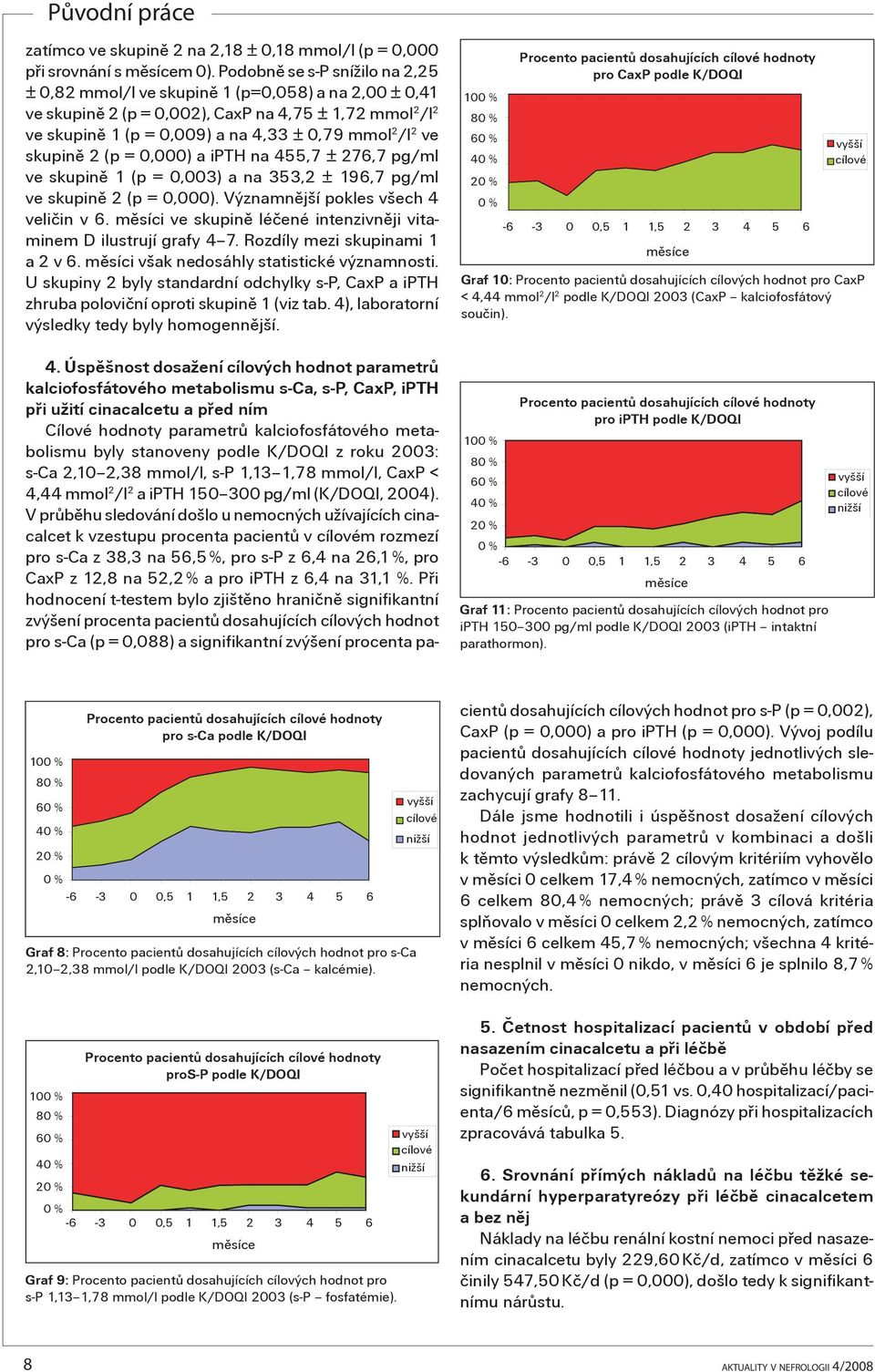 skupinì 2 (p = 0,000) a ipth na 455,7 ± 276,7 pg/ml ve skupinì 1 (p = 0,003) a na 353,2 ± 196,7 pg/ml ve skupinì 2 (p = 0,000). Významnìjší pokles všech 4 velièin v 6.