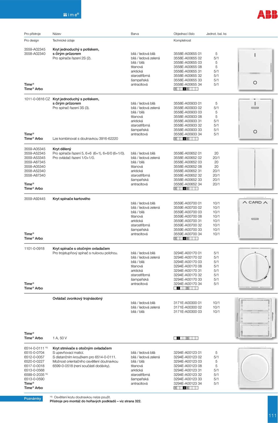 antracitová 3558E-A00655 34 5/1 Arbo 1011-0-0816 CZ Kryt jednoduchý s potiskem, s čirým průzorem bílá / ledová bílá 3558E-A00933 01 5 Pro spínač řazení 3S (3).