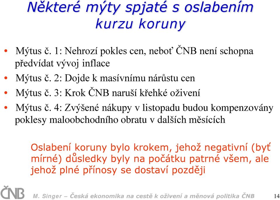 3: Krok ČNB naruší křehké oživení Mýtus č.