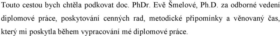 za odborné vedení diplomové práce, poskytování