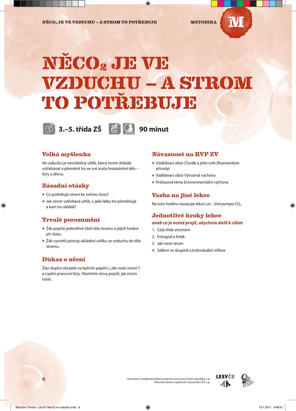 Zásadní otázky Co potřebuje strom ke svému růstu? Jak strom vstřebává uhlík, v jaké látky ho přeměňuje a kam ho ukládá?