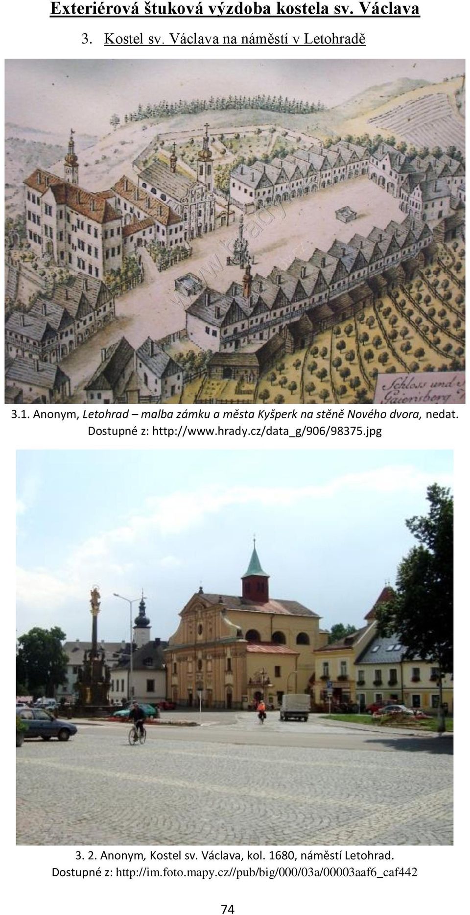 Anonym, Letohrad malba zámku a města Kyšperk na stěně Nového dvora, nedat.