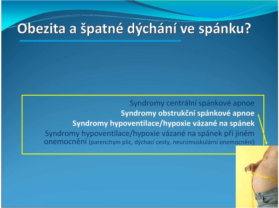 Syndromy hypoventilace/hypoxie vázanéna spánek při jiném