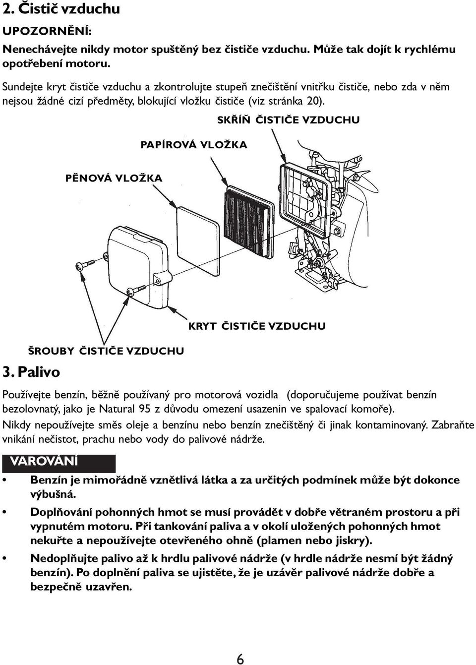 PAPÍROVÁ VLOŽKA SKŘÍŇ ČISTIČE VZDUCHU PĚNOVÁ VLOŽKA ŠROUBY ČISTIČE VZDUCHU 3.