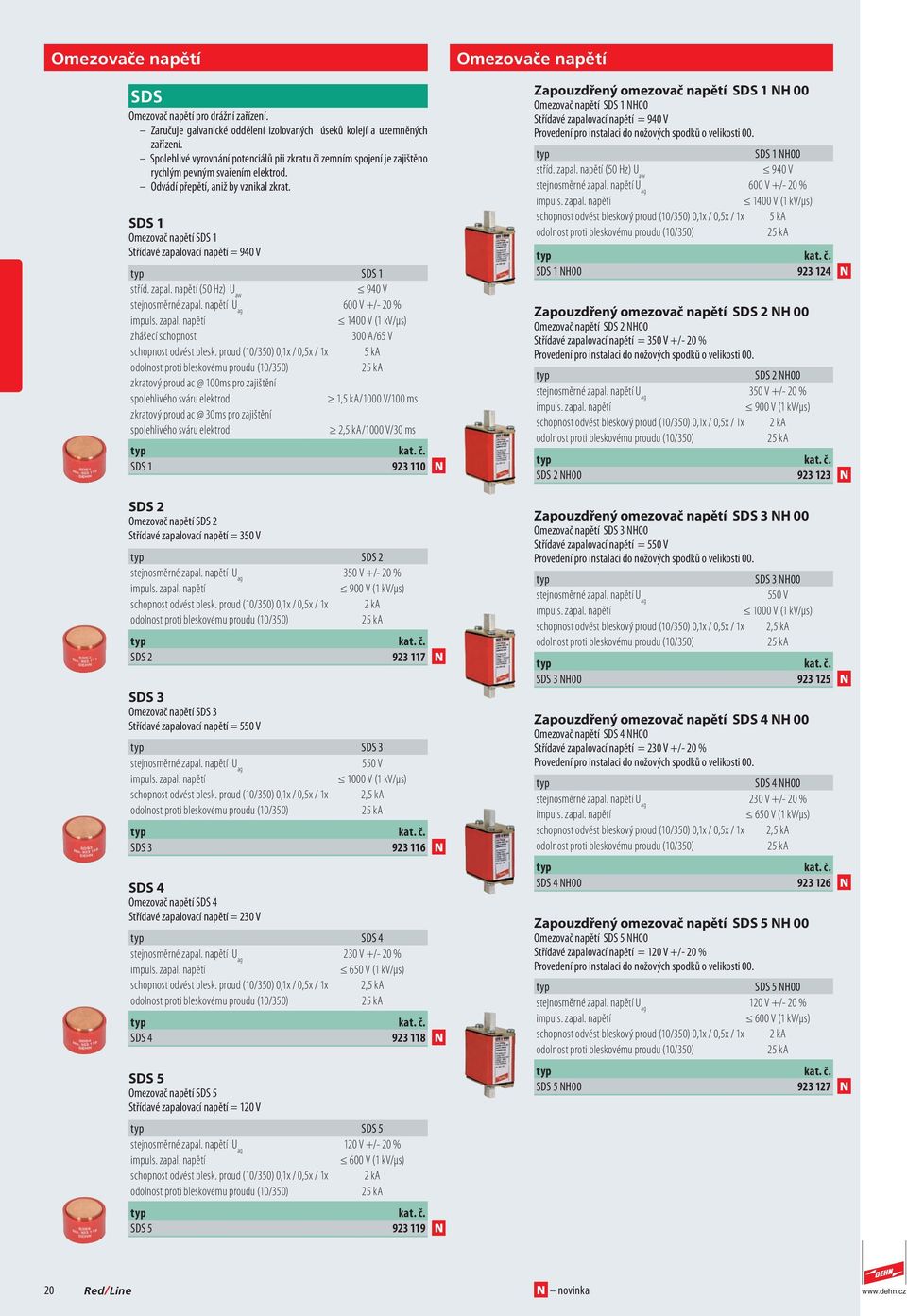 SDS 1 Omezovač napětí SDS 1 Střídavé zapalovací napětí = 940 V SDS 1 stříd. zapal. napětí (50 Hz) U aw 940 V 600 V +/- 20 % 1400 V (1 kv/µs) zhášecí schopnost 300 A/65 V schopnost odvést blesk.