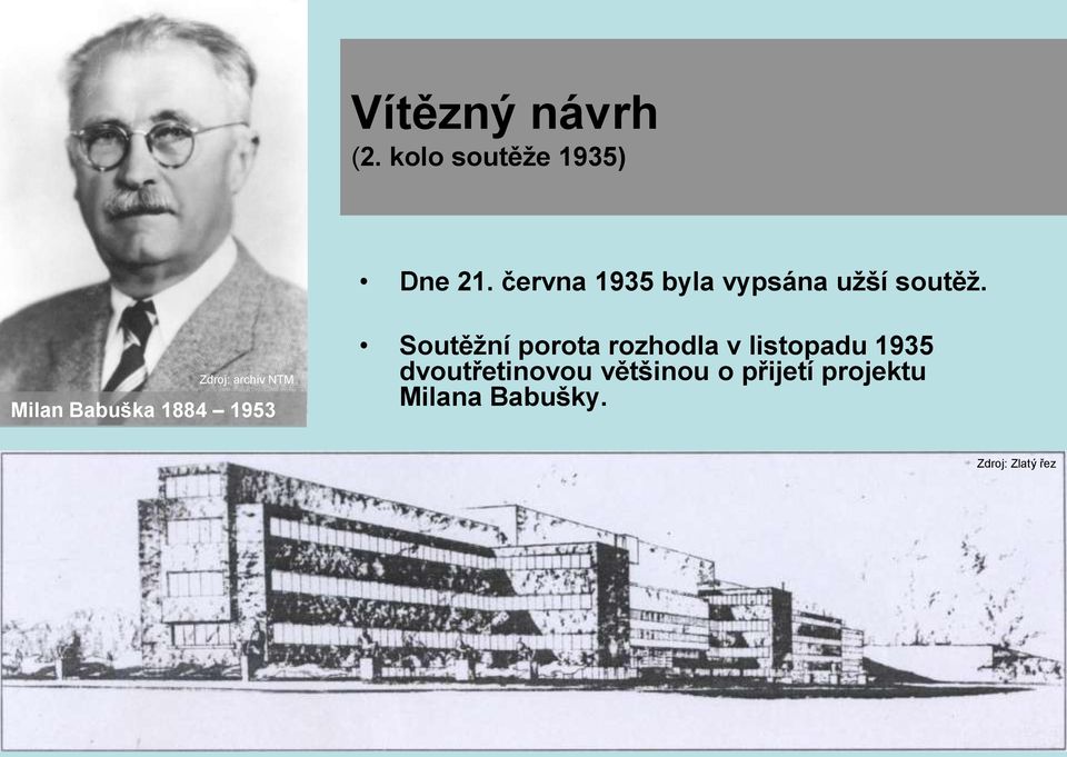 Milan Babuška 1884 1953 Soutěţní porota rozhodla v