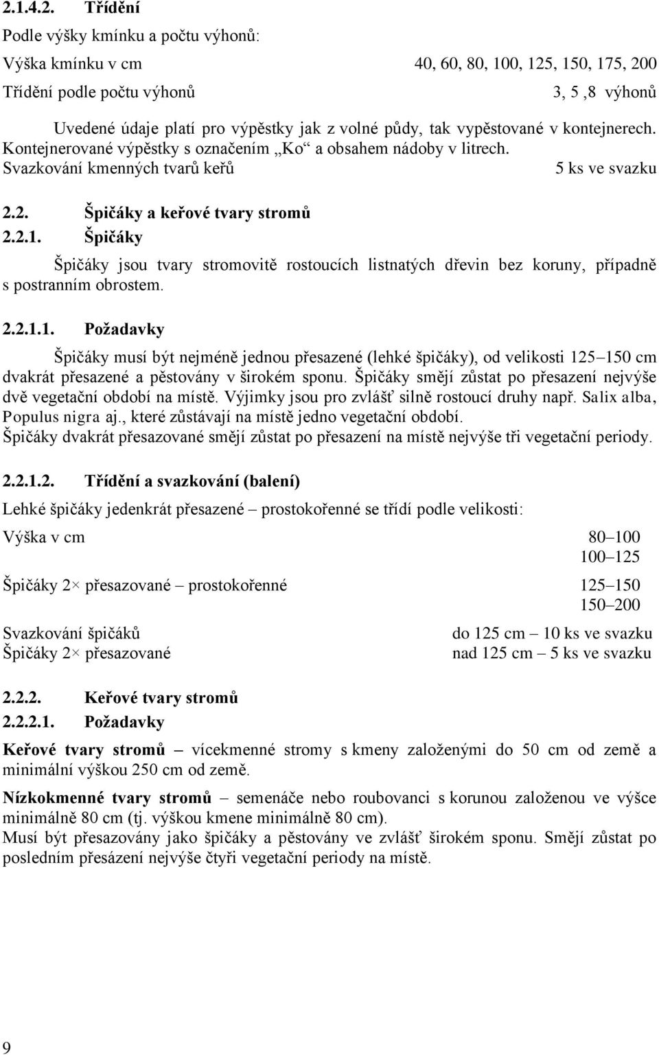 Špičáky Špičáky jsou tvary stromovitě rostoucích listnatých dřevin bez koruny, případně s postranním obrostem. 2.2.1.