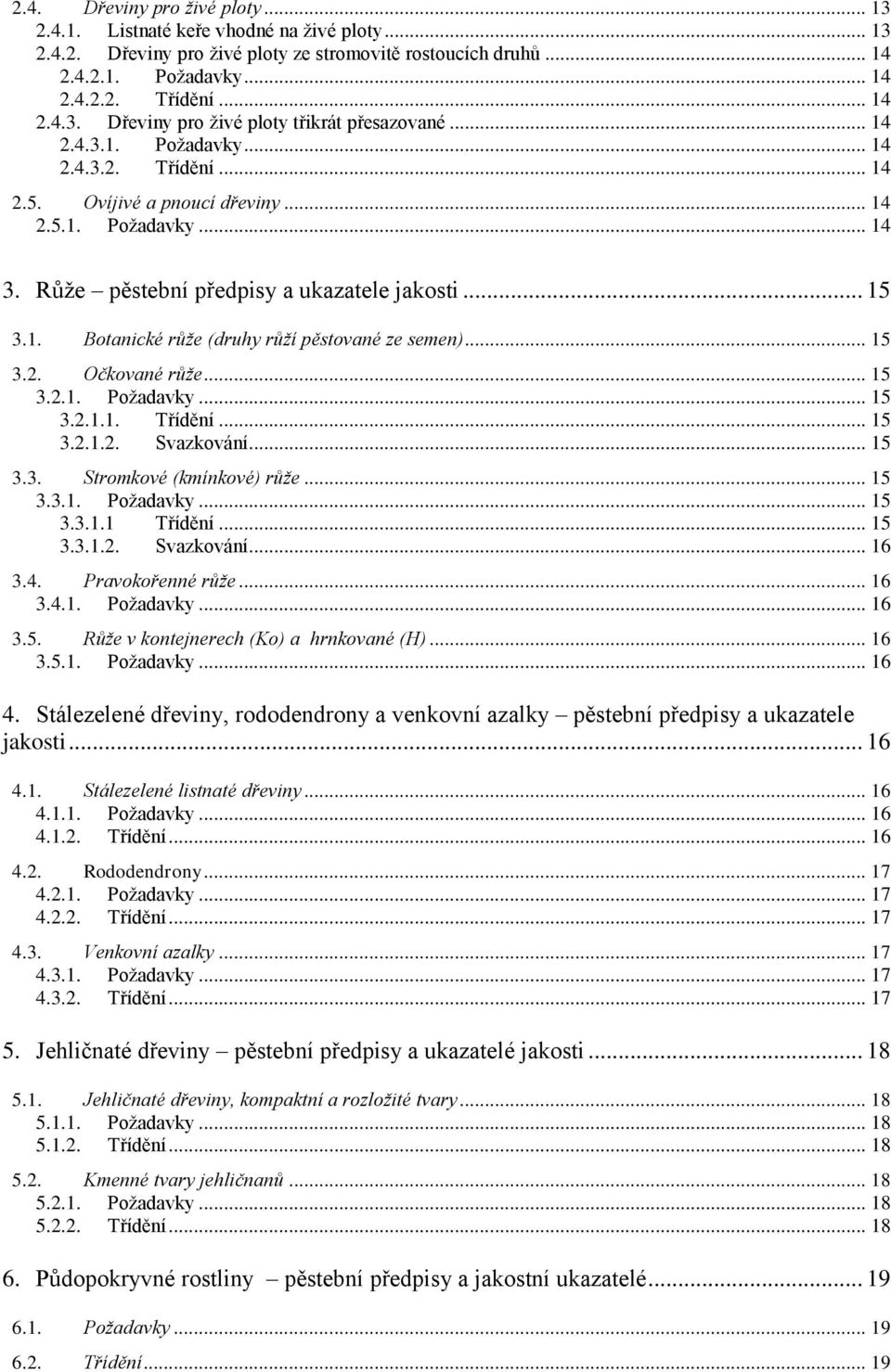 .. 15 3.2. Očkované růže... 15 3.2.1. Požadavky... 15 3.2.1.1. Třídění... 15 3.2.1.2. Svazkování... 15 3.3. Stromkové (kmínkové) růže... 15 3.3.1. Požadavky... 15 3.3.1.1 Třídění... 15 3.3.1.2. Svazkování... 16 3.