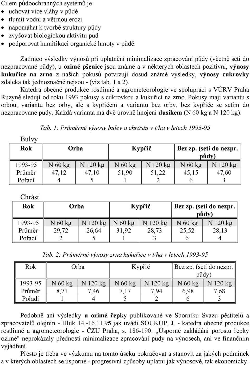 našich pokusů potvrzují dosud známé výsledky, výnosy cukrovky zdaleka tak jednoznačné nejsou - (viz tab. 1 a 2).