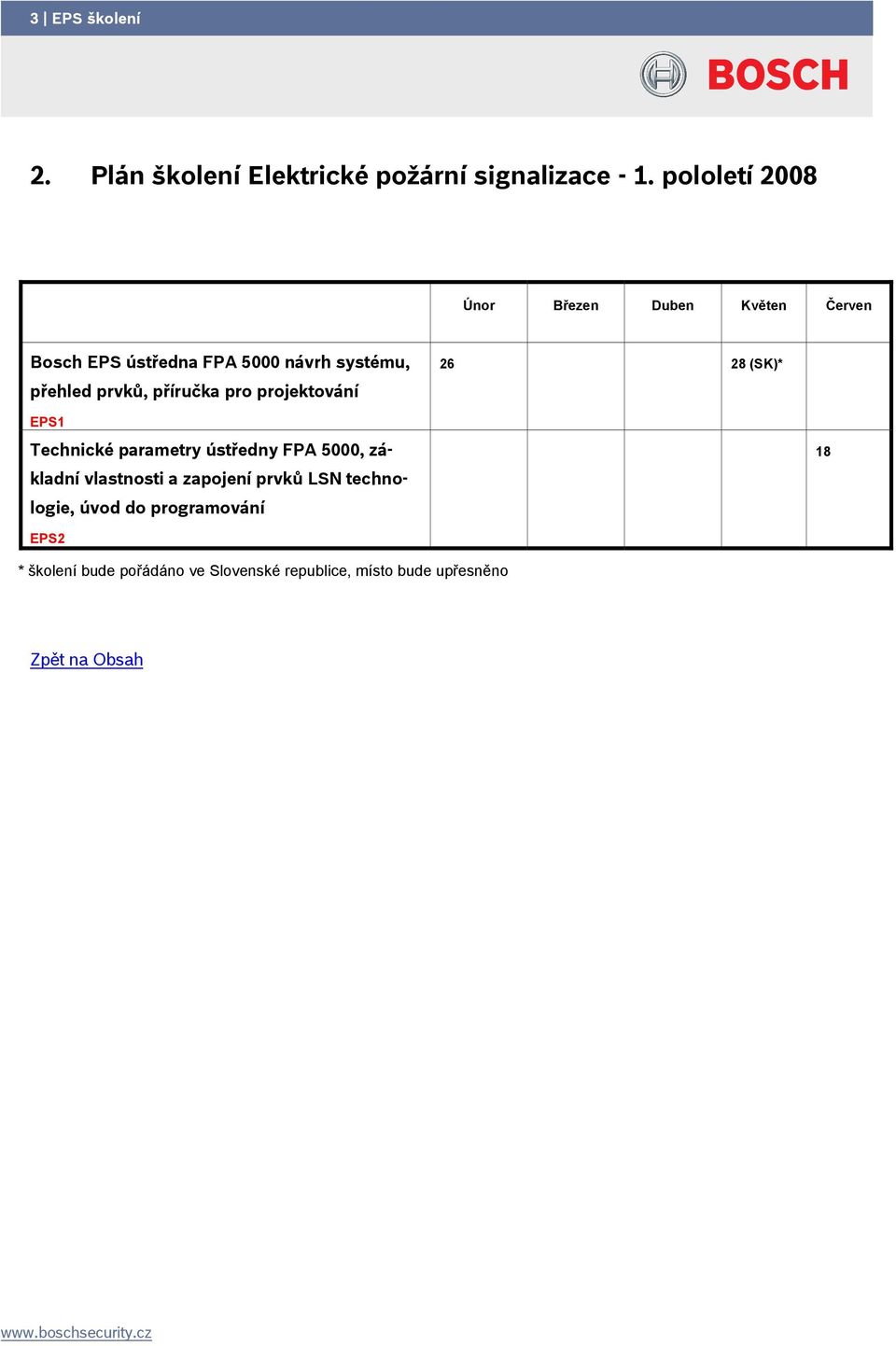 prvků, příručka pro projektování 26 28 (SK)* EPS1 Technické parametry ústředny FPA 5000, základní