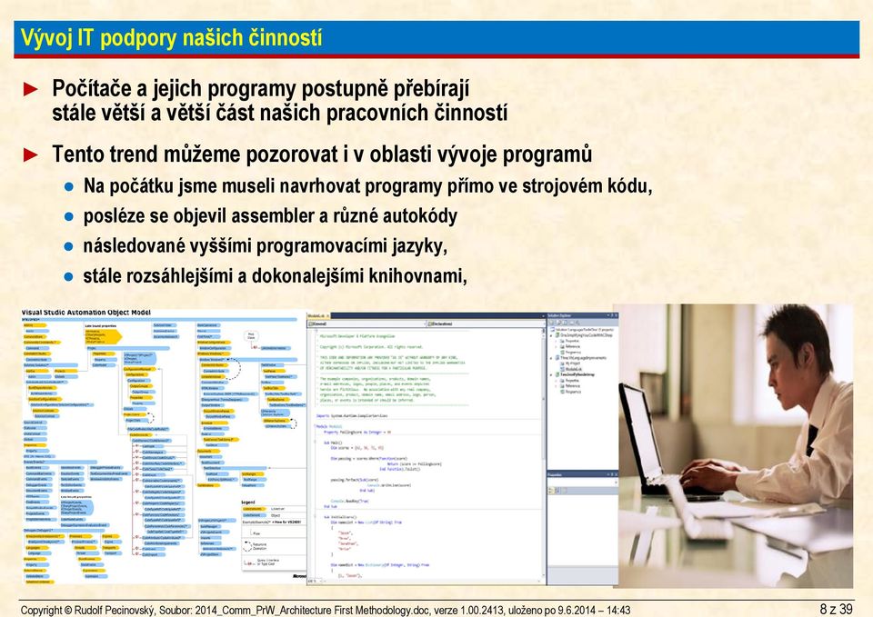 pracovních činností Tento trend můžeme pozorovat i v oblasti vývoje programů Na počátku jsme museli navrhovat programy přímo ve